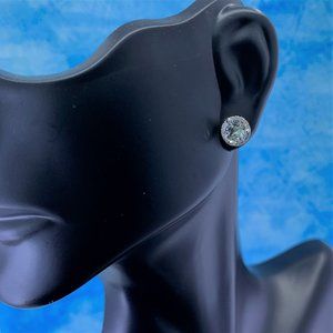 14K Gold White Topaz & Diamond Stud Earrings